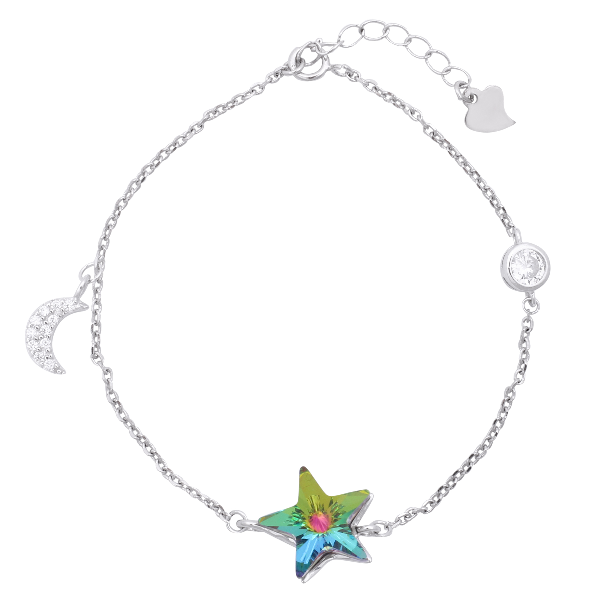دستبند نقره زنانه سواروسکی مدل ماه و ستاره کد B3199