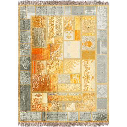 فرش ماشینی 700 شانه فرش پردیسان دلیجان زمینه نارنجی حاشیه طوسی  کد m1005