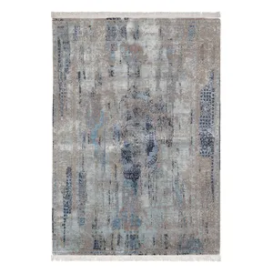 فرش ماشینی زانیس مدل مدرن طرح وینتیج زمینه فیروزه ای