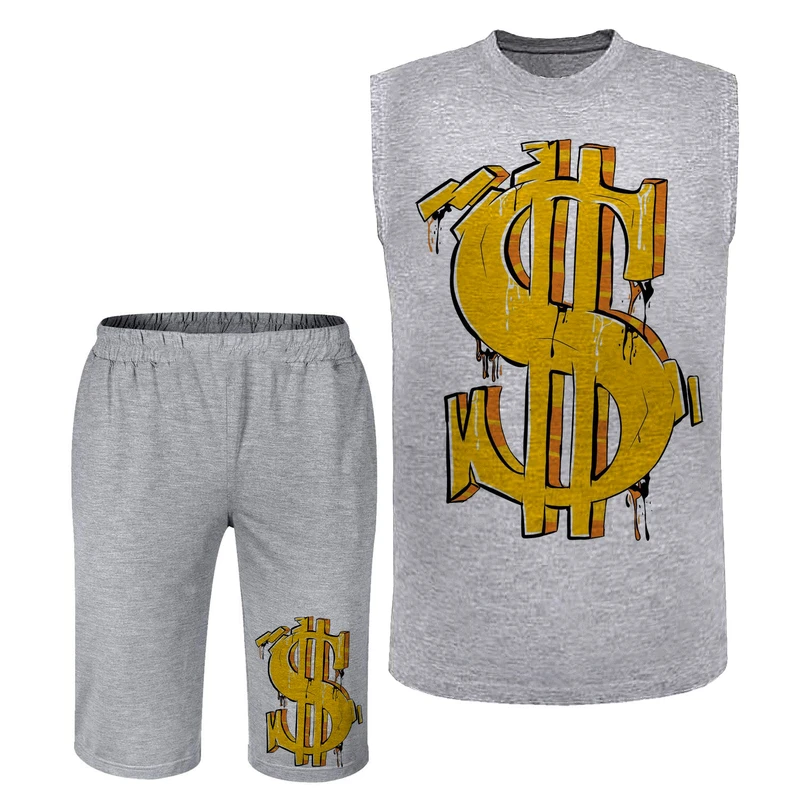 ست تاپ و شلوارک مردانه مدل اسکناس کد N449