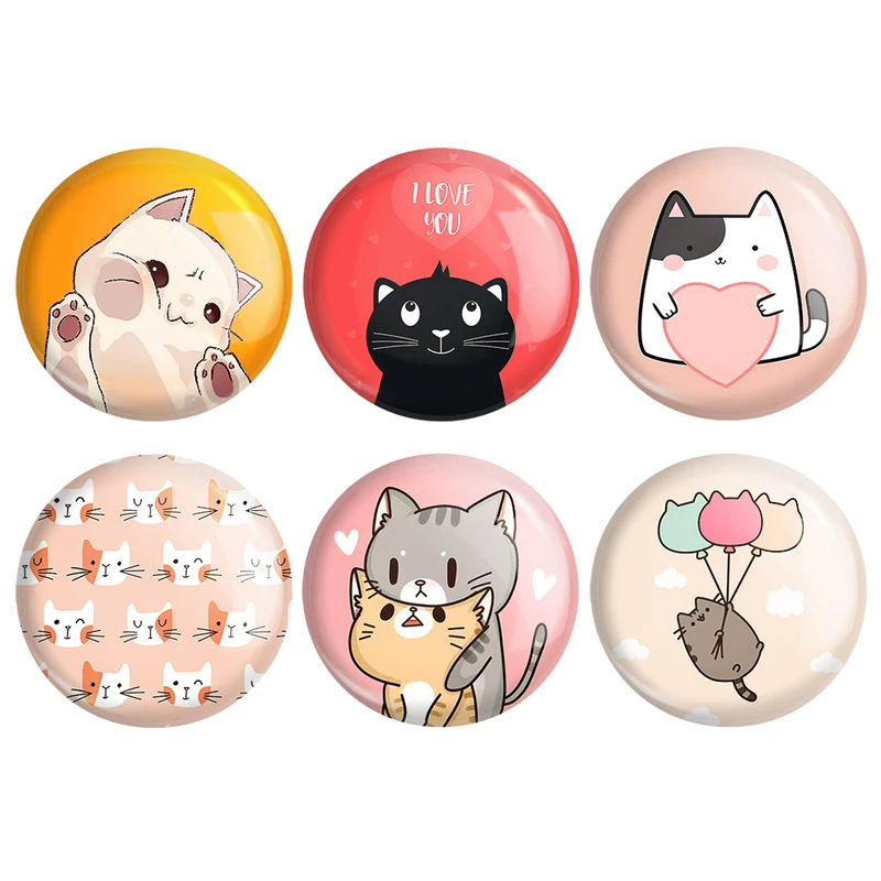 مگنت خندالو طرح گربه Cat کد 1444A مجموعه 6 عددی
