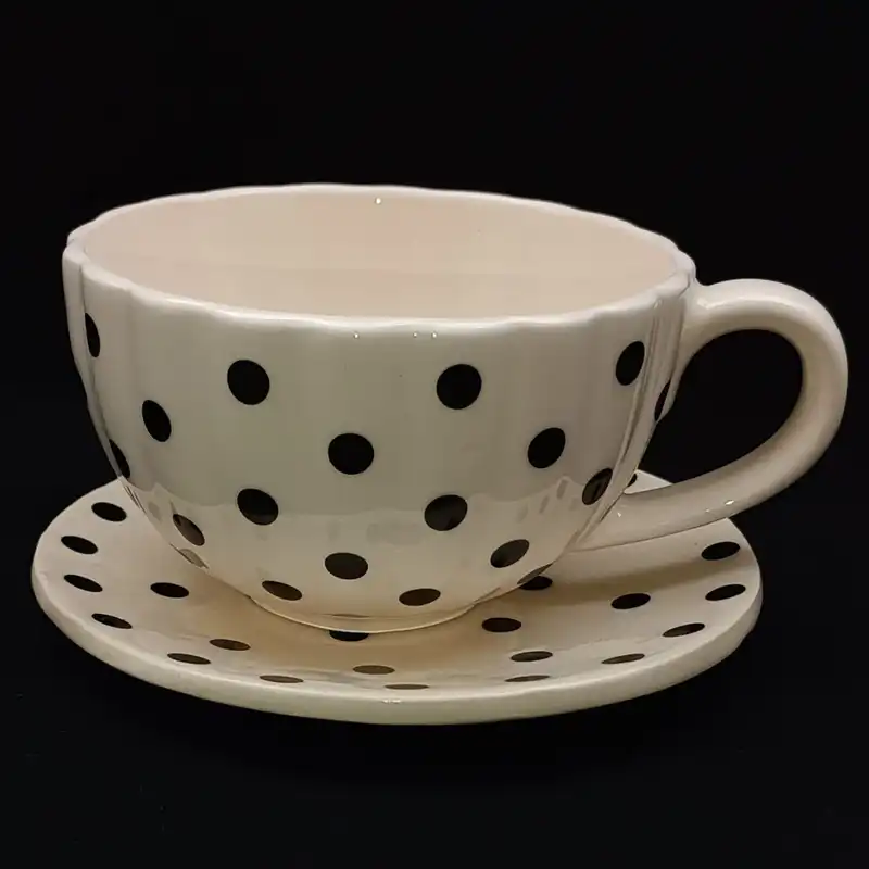 ست فنجان و نعلبکی سرامیکی هیوا طرح خالدار کد 11274870