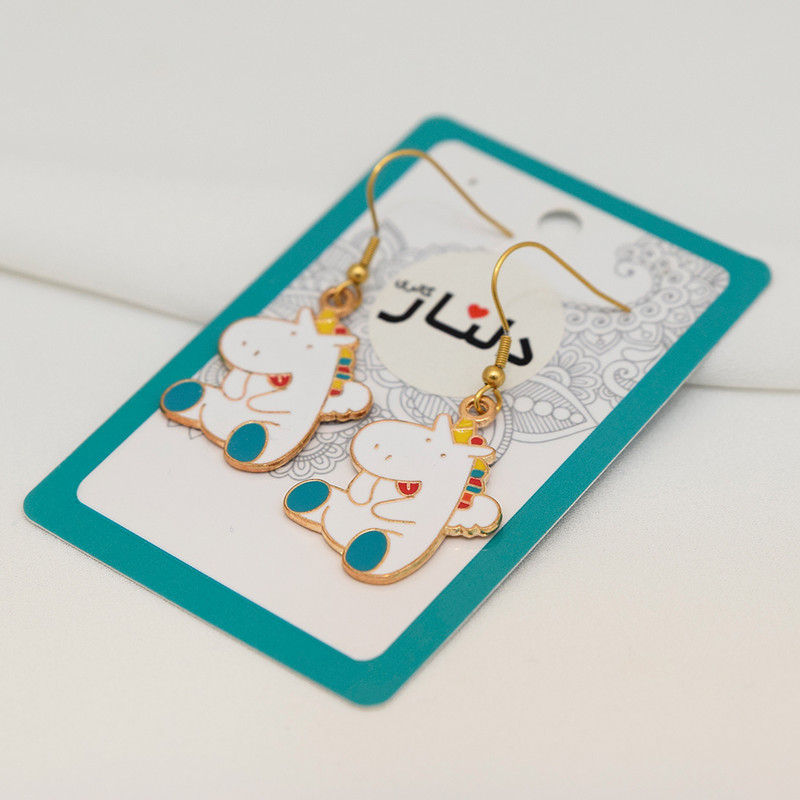 گوشواره دخترانه دلنار گالری مدل یونیکورن گوشواره دخترانه دلنار گالری مدل یونیکورن