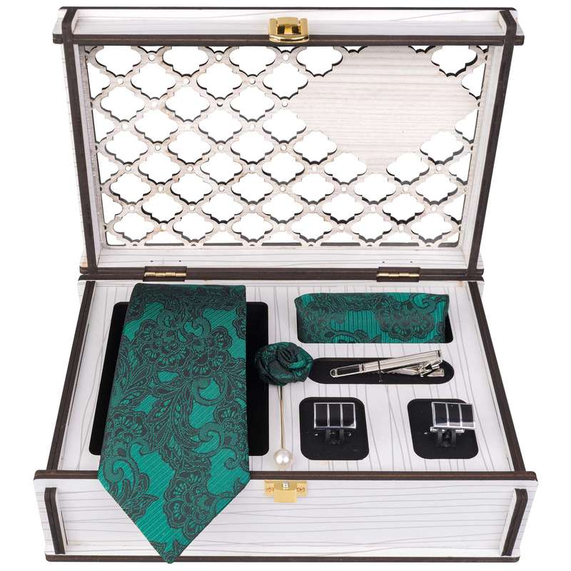 ست کراوات و دستمال جیب و دکمه سردست مردانه جیان فرانکو روسی مدل GF-F872RE-BOX 