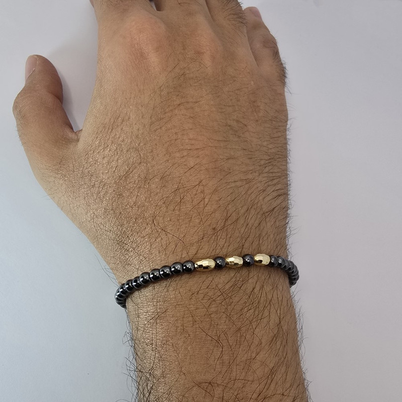 دستبند طلا 18 عیار مردانه درگونه مدل حدید کد HG3B