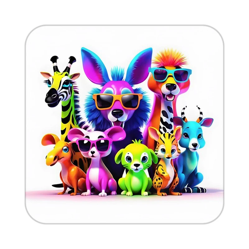 زیر لیوانی کاکتی طرح حیوانات رنگی مدل mp25231