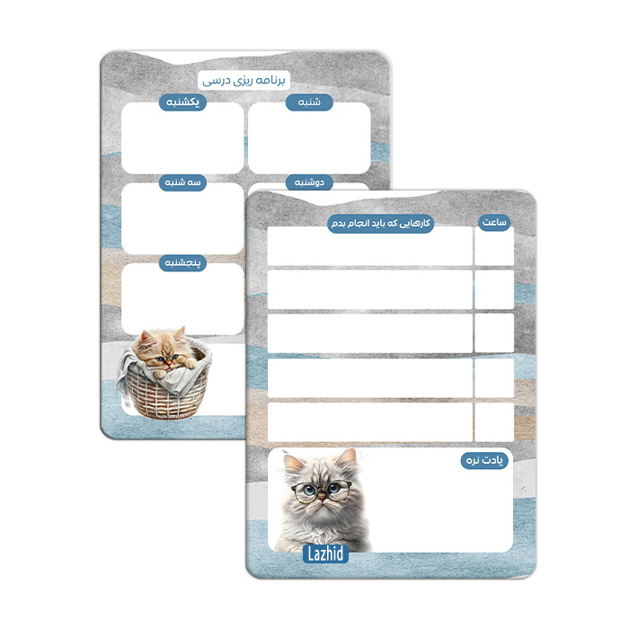 تخته وایت برد لاژید مدل برنامه ریزی درسی سایز 14x18 سانتی متر مجموعه 2 عددی