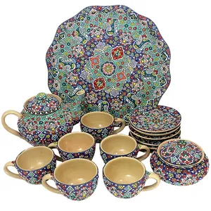 ست 17 تکه ظروف میناکاری طرح چایخوری کد arf-8