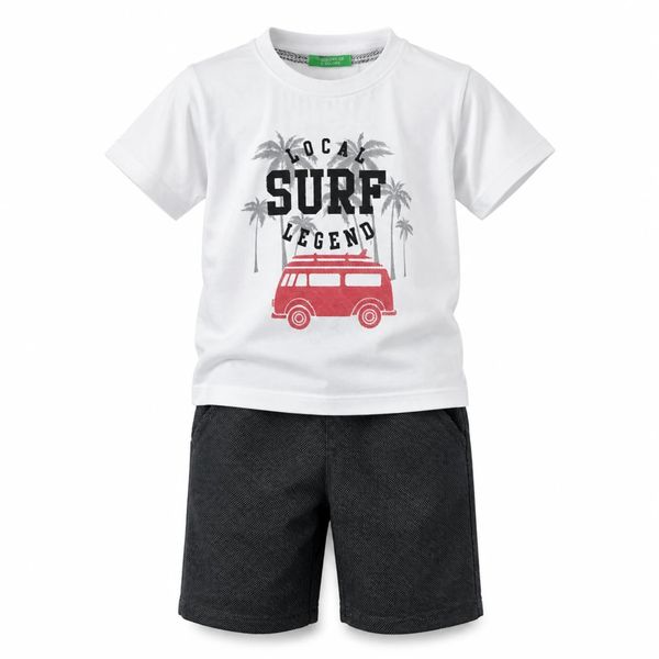 ست تی‌شرت آستین کوتاه و شلوارک راحتی پسرانه مدل Surf کد ۳۵۰