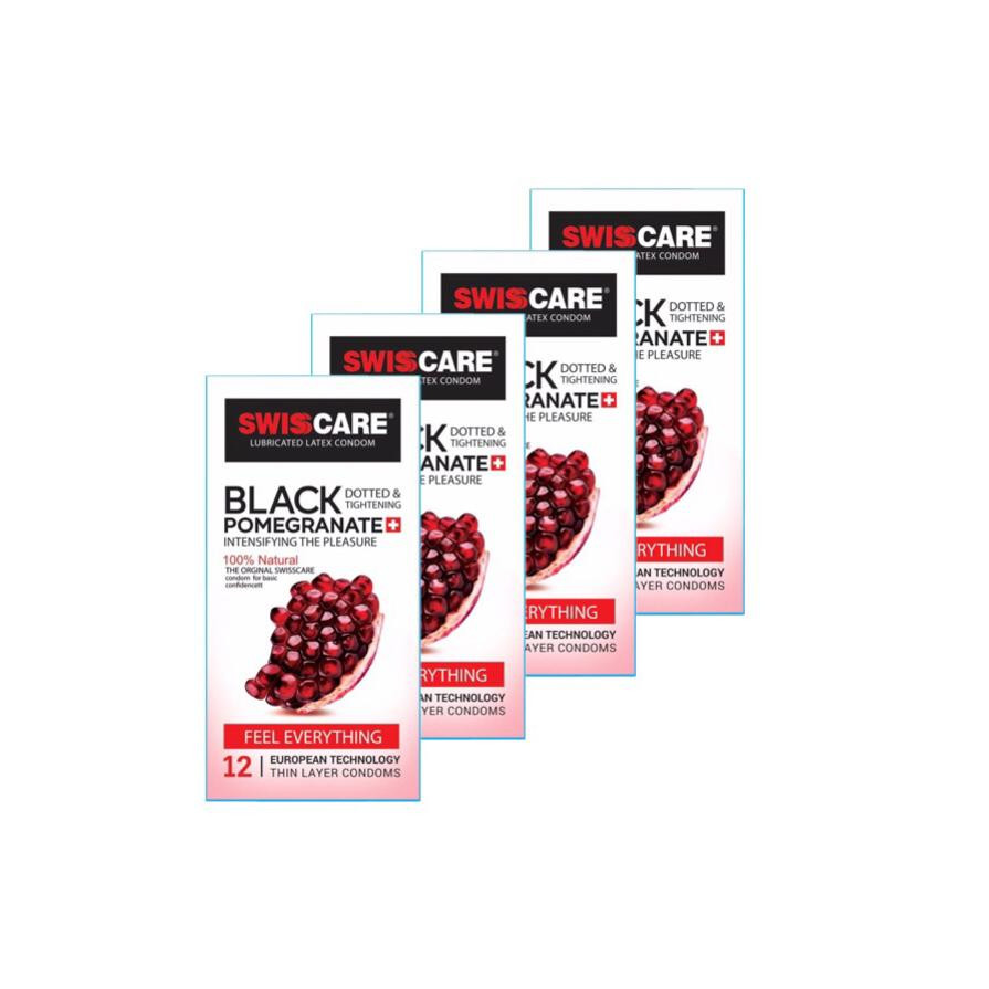 کاندوم سوئیس کر مدل Black Pomegranate مجموعه 4 عددی کاندوم سوئیس کر مدل Black Pomegranate مجموعه 4 عددی