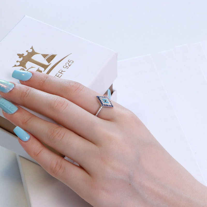 انگشتر نقره زنانه جی تی ای مدل چشم نظر انگشتر نقره زنانه جی تی ای مدل چشم نظر