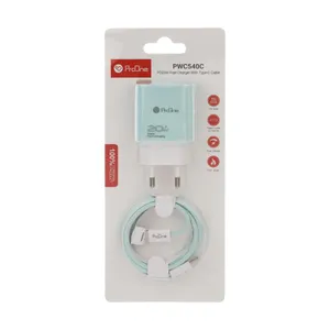 شارژر دیواری 20 وات پرووان مدل  PWC540C به همراه کابل تبدیل usb-c