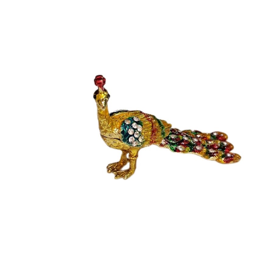 جعبه جواهرات مدل فلزی طرح طاووس پر بسته کد 011