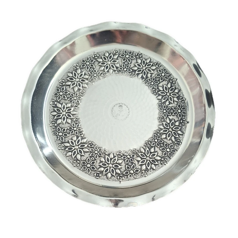 سینی قلمزنی مسی مس قاسمی مدل گلبرگ کرومی