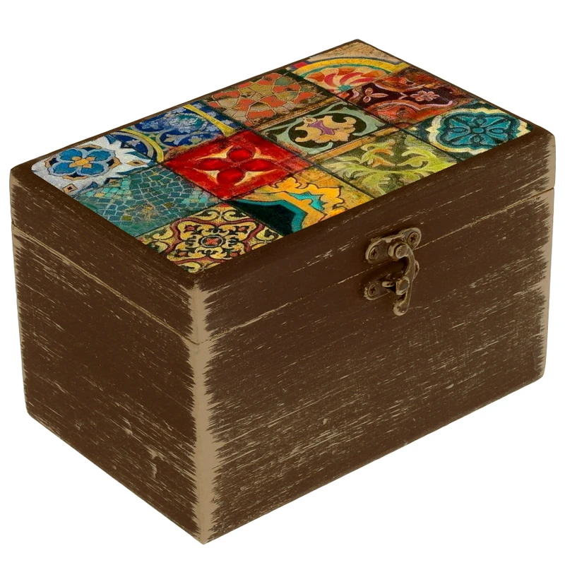 جعبه هدیه دست‌ساز مدل سنتی طرح کاشی کد WB021