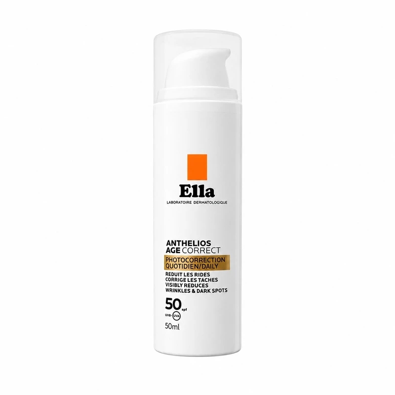 کرم ضد آفتاب بی‌رنگ دست، صورت، گردن الا SPF 50 مدل Anthelios age correct محافظ در برابر اشعه‌های UVA و UVB مناسب برای انواع پوست حجم ۵۰ میلی‌لیتر