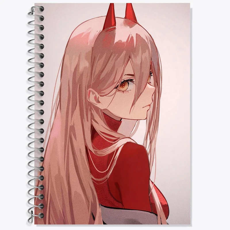 دفتر زبان 50 برگ خندالو مدل سه خط طرح پاور انیمه مرد اره ای Chainsaw Man کد 17862