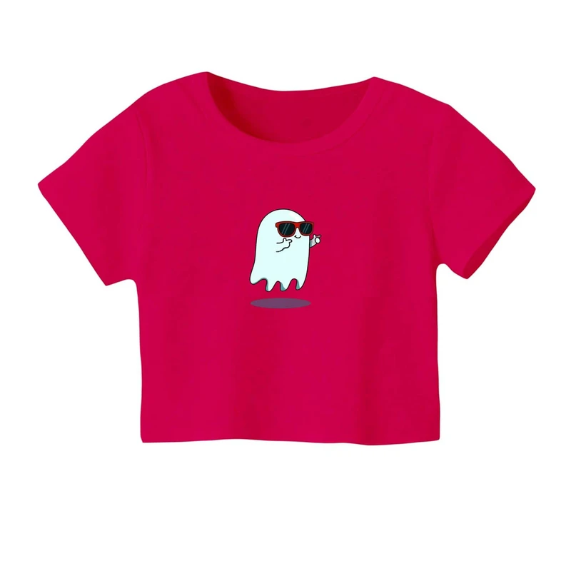 کراپ‌ تی‌شرت آستین کوتاه زنانه مدل روح و عینک دودی