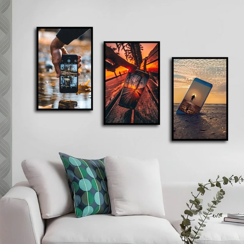 تابلو بکلیت طرح عکاسی طبیعت و غروب مدل B-2755 مجموعه 3 عددی