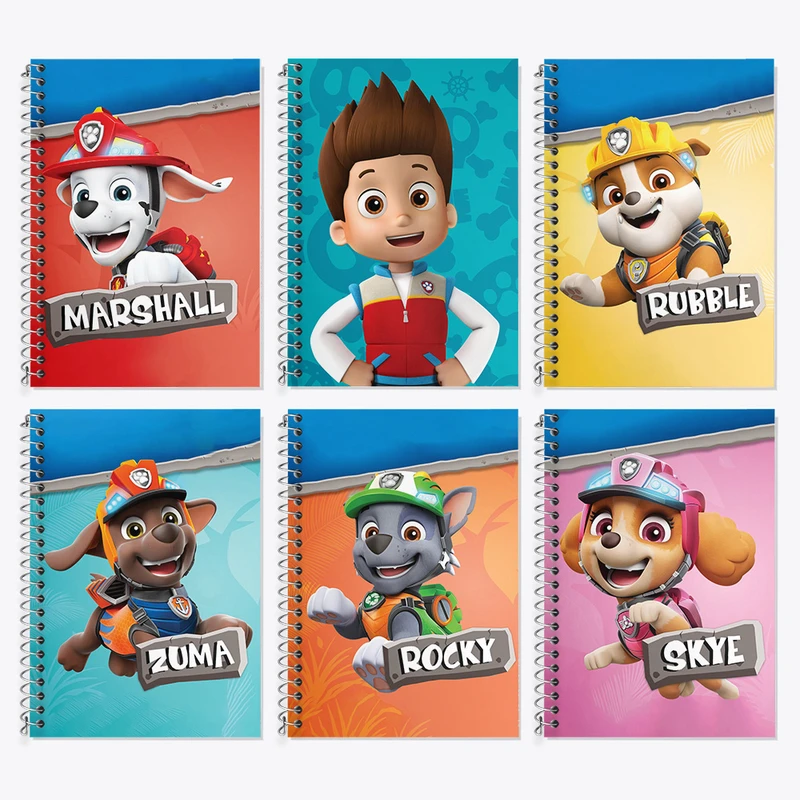 دفتر زبان 50 برگ خندالو مدل دو خط طرح سگ های نگهبان (Paw Patrol) کد 300 مجموعه 6 عددی