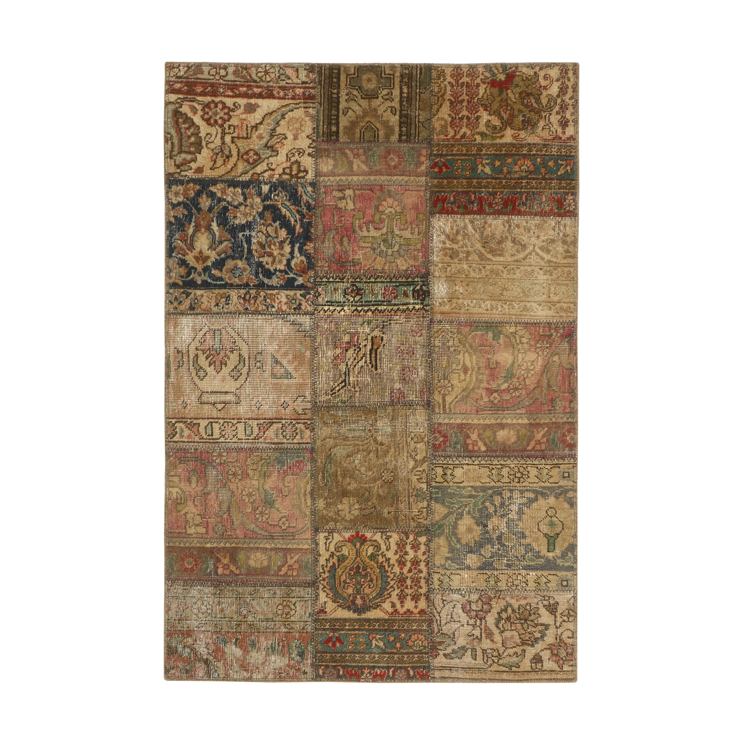  کلاژ فرش دستبافت یک ونیم متری مدل تکه دوزی کد 540956