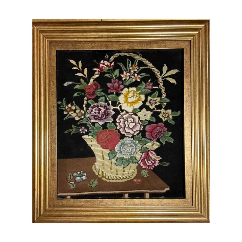 تابلو فرش دستباف مدل گلدان و گل