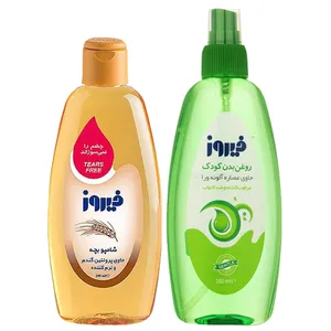 شامپو بچه فیروز مدل پروتئینه حجم 200 میلی لیتر و روغن بدن بچه فیروز مدل آلوئورا حجم 200 میلی لیتر 