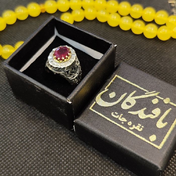 انگشتر نقره مردانه نقره جات بافندگان مدل سنگ یاقوت آفریقایی کد 855 -  - 3