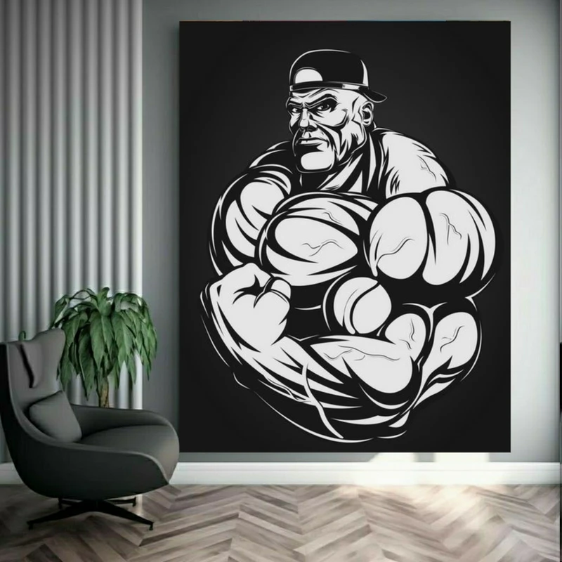 تابلو بوم طرح مخمل ورزشکار مدل قدرتی کد GR1966