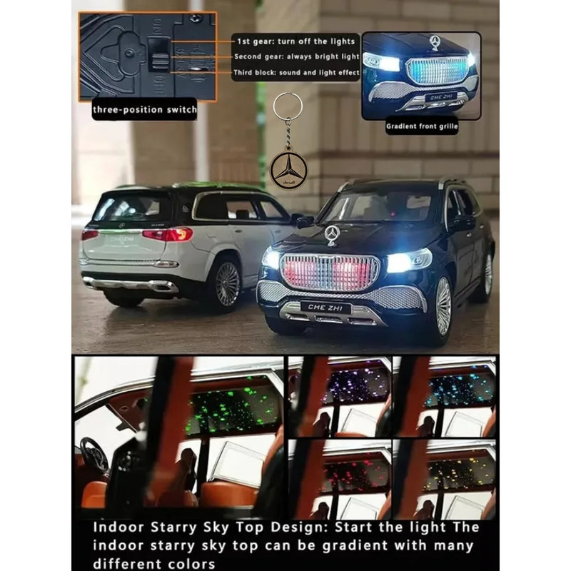 ماکت ماشین ناب سل مدل مرسدس بنز سقف کهکشانی فلزی موزیکال suv gla600 به همراه جاسوییچی