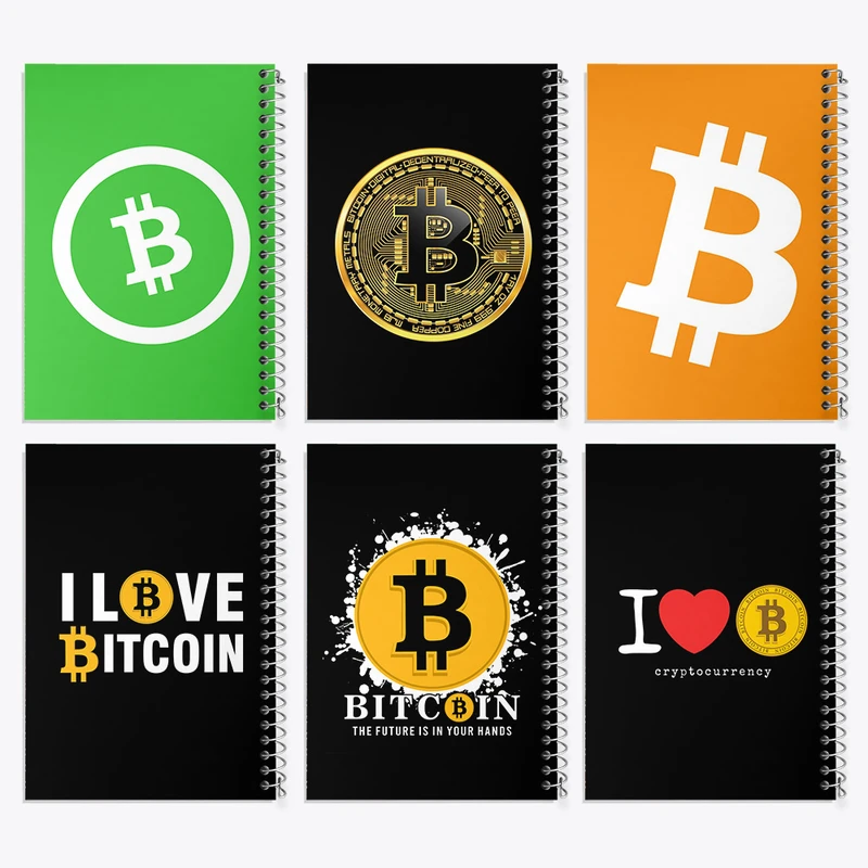 دفتر مشق 50 برگ خندالو طرح بیت کوین (Bitcoin) کد 554 مجموعه 6 عددی