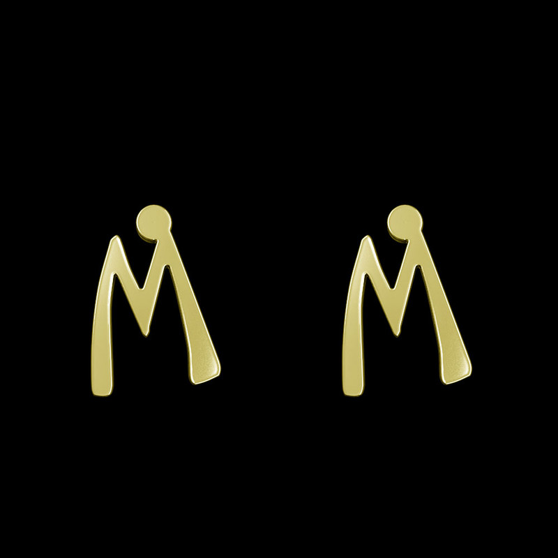 گوشواره طلا 18 عیار زنانه مدوپد مدل حرف M کد GA1-16773
