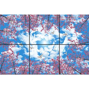  تایل سقفی آسمان مجازی طرح شکوفه و ابر کد 450 سایز 60x60 سانتی متر مجموعه 6 عددی