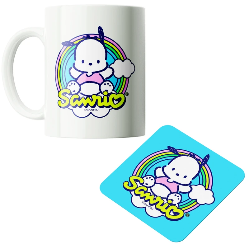 ماگ پاد آفرین مدل کارتونی سانریو کرومی مای ملودی هلوکیتی کد PZ121 به همراه زیرلیوانی