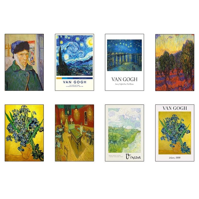 پوستر کارنيکا طرح نقاشی‌های ون‌گوگ Van Gogh Paintings کد 46702 مجموعه 8 عددی