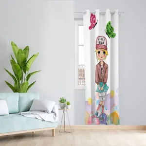  پرده مدل دختر و پروانه مخمل پانچی کد 1169 سایز 140x280 سانتی متر 