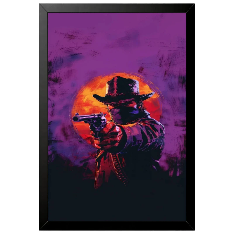 تابلو بکلیت طرح گیمینگ ردد red dead redemption 2 مدل B-po2294 فریم مشکی