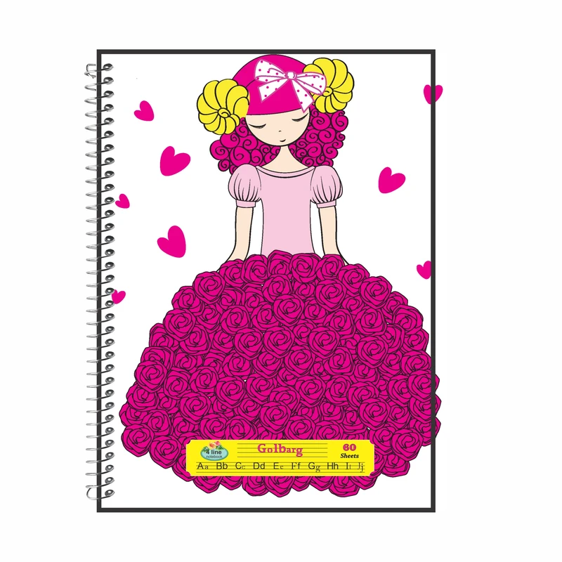 دفتر زبان 60 برگ گلبرگ طرح دخترانه کد 592