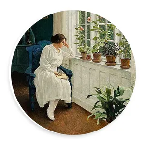  دیوارکوب طرح بانوی کتابخوان و گلدان های لب پنجره مدل wtb716