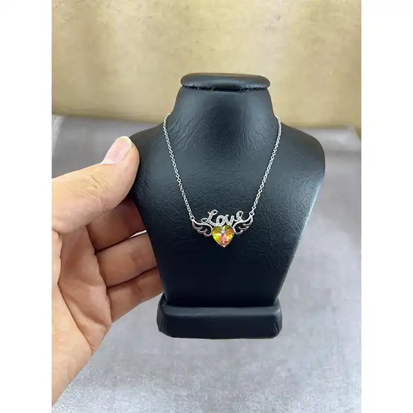 گردنبند نقره زنانه سواروسکی مدل قلب و بال love کد 300026