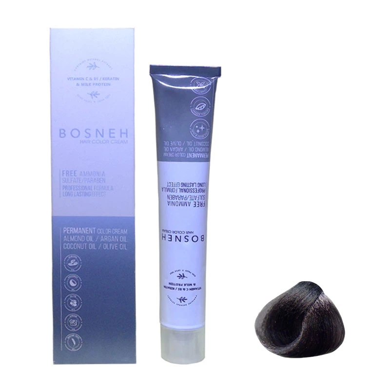 رنگ مو بوسنه مدل FREE AMMONIA شماره 6.1 حجم 100 میلی لیتر رنگ قهوه ای دودی تیره