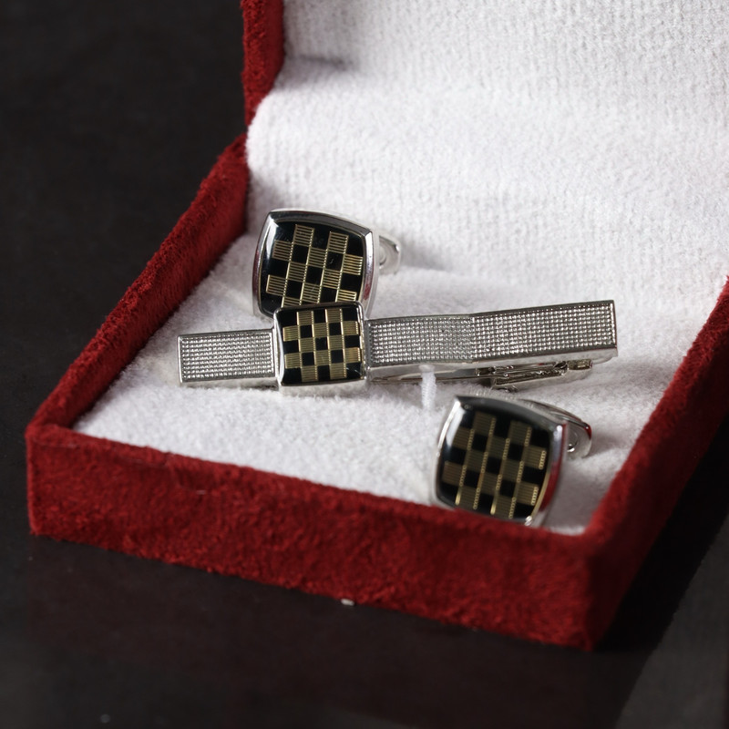 ست دکمه سردست و گیره کراوات مردانه نسن مدل S17