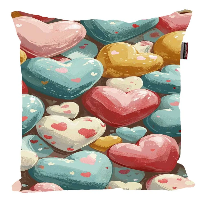 کوسن پاد آفرین مدل فانتزی طرح قلب رنگی کیوت کد 01902