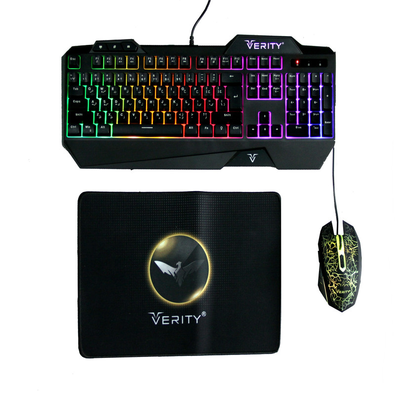کیبورد و ماوس مخصوص بازی وریتی مدل V-KB6111GCW به همراه ماوس پد