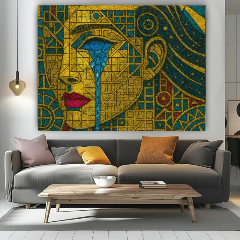 تابلو بوم طرح مخمل پرتره مدل بانوی گریان کد BK25069