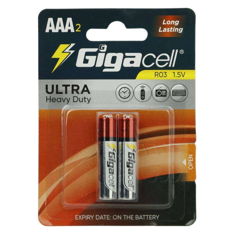 باتری نیم قلمی گیگاسل مدل ULTRA HEAVYDUTY AAA بسته دو عددی