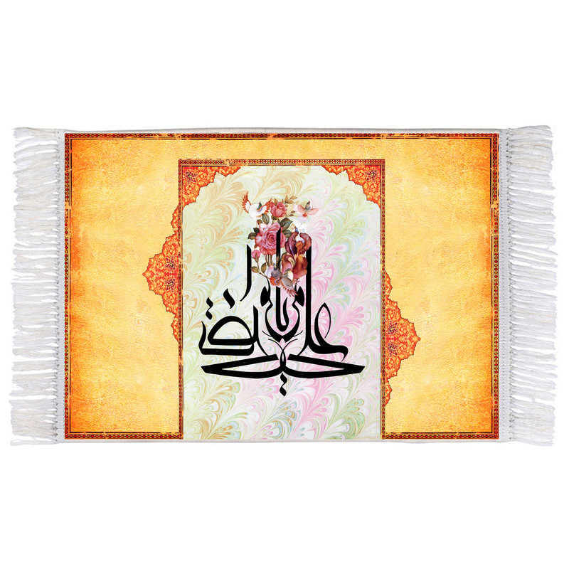 فرش ماشینی دیوارکوب اطلس آبی طرح یا علی مرتضی مدل T4173