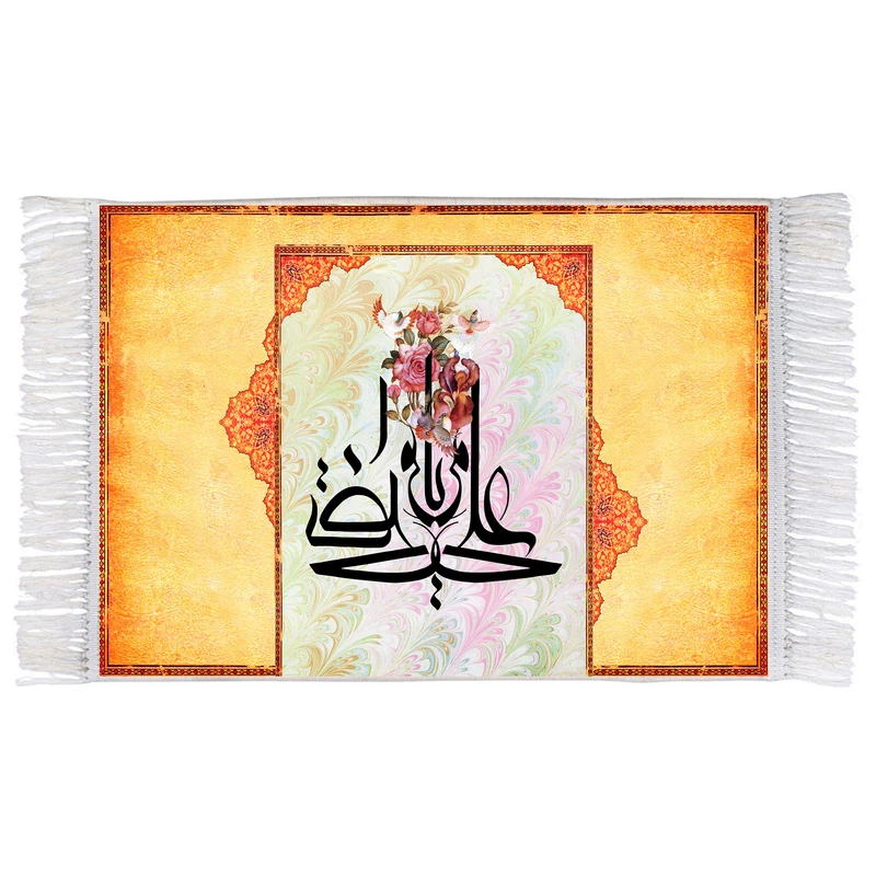 فرش ماشینی دیوارکوب اطلس آبی طرح یا علی مرتضی مدل T4173