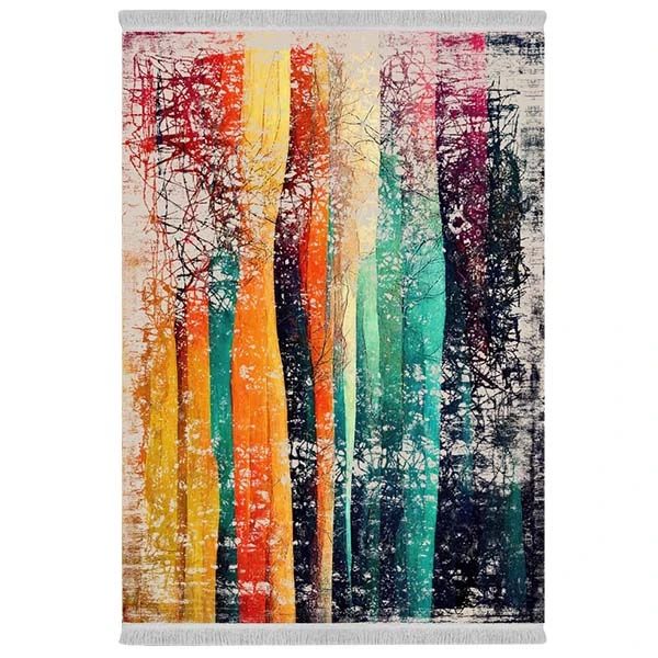 فرش پارچه‌ای دفه مدل فرشینه شانل مخمل طرح فانتزی کد 7112