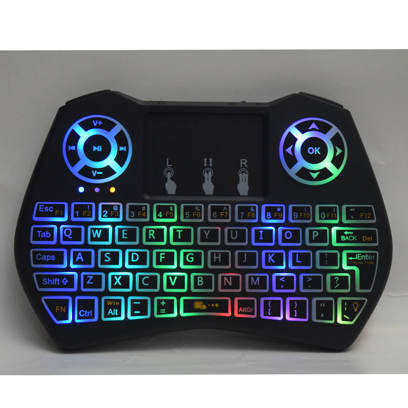 مینی کیبورد بی سیم همراه با تاچ پد مدل SUPER-RGB 3